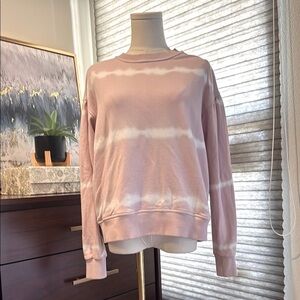 Skechers Women's Pink and White Tie-Dye Sweatshirt with front pockets. Size Sm
